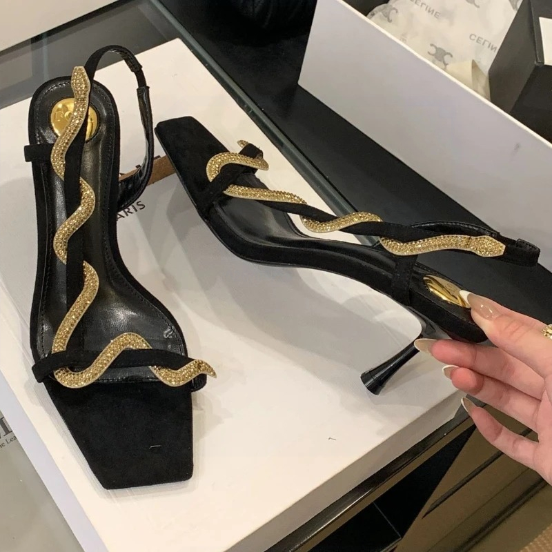 Women Fashion Brand - Damen-Sandalen Designer-Marke Hohe Absätze Mode Strass