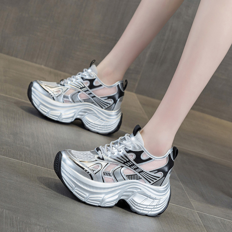 Sneakers Fashion Women - 8cm Versteckte Höhenerhöhende Plateau-Sneaker für Damen,