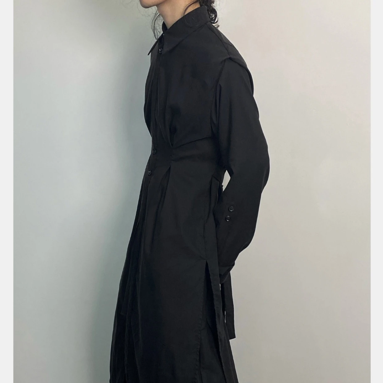 Belted Shirt Dress - Y2K Gothic Trenchcoat Männer Dark Academia