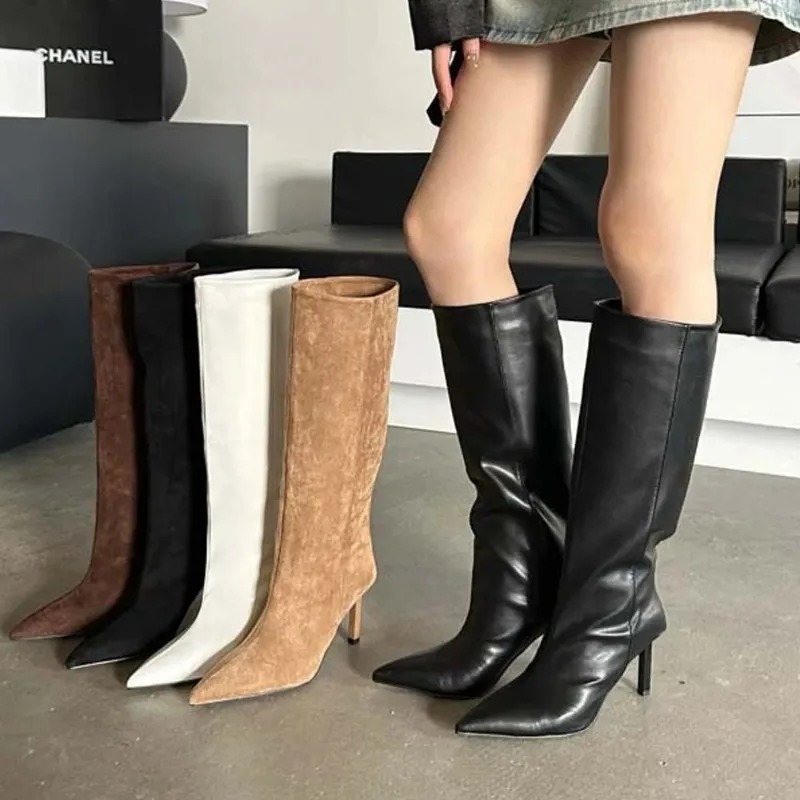 Women'S Fashion Leather Boots - Luxus Frauen Lange Stiefel Mode Wildleder