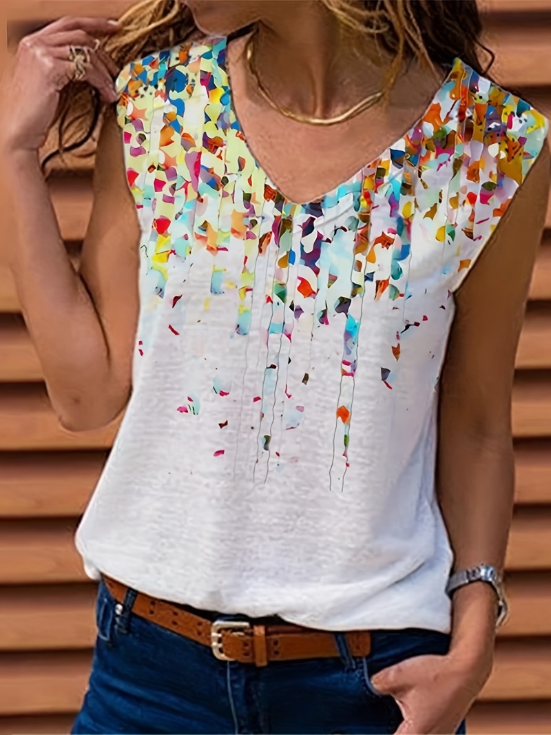 Women'S Fashion Vest Tops - Plus Size 1xl-5xl Damenmode Top V-Ausschnitt
