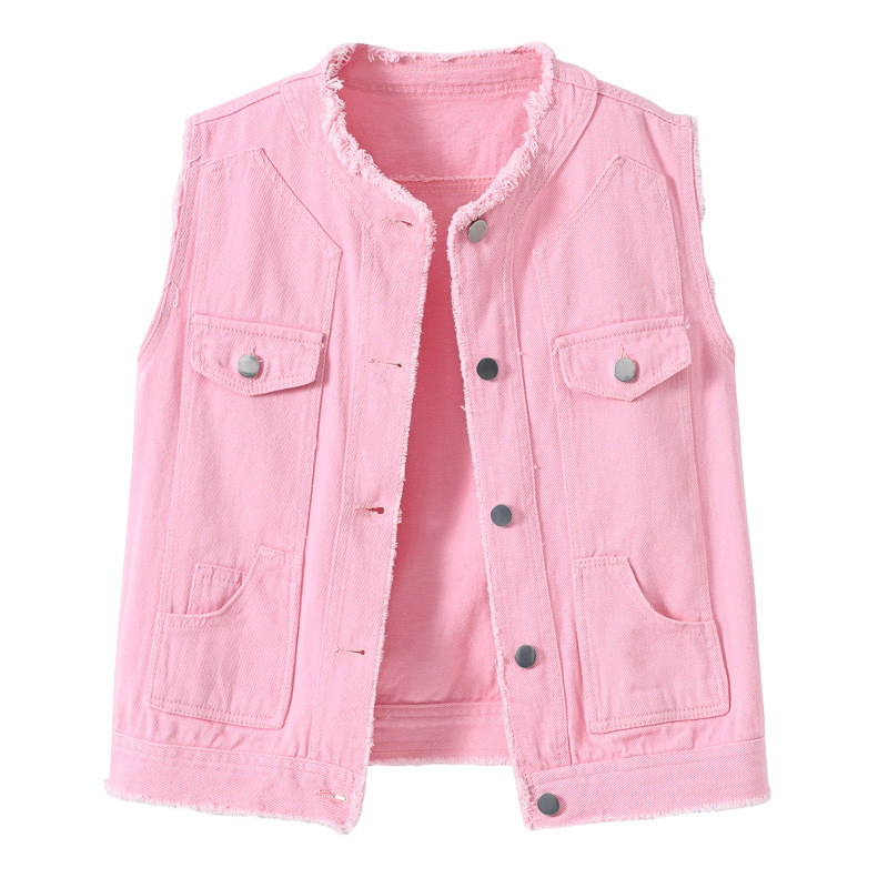 Women'S Fashion Vest Tops - Damen Slim-Fit Ärmellose Jeansweste mit Rundhalsausschnitt,