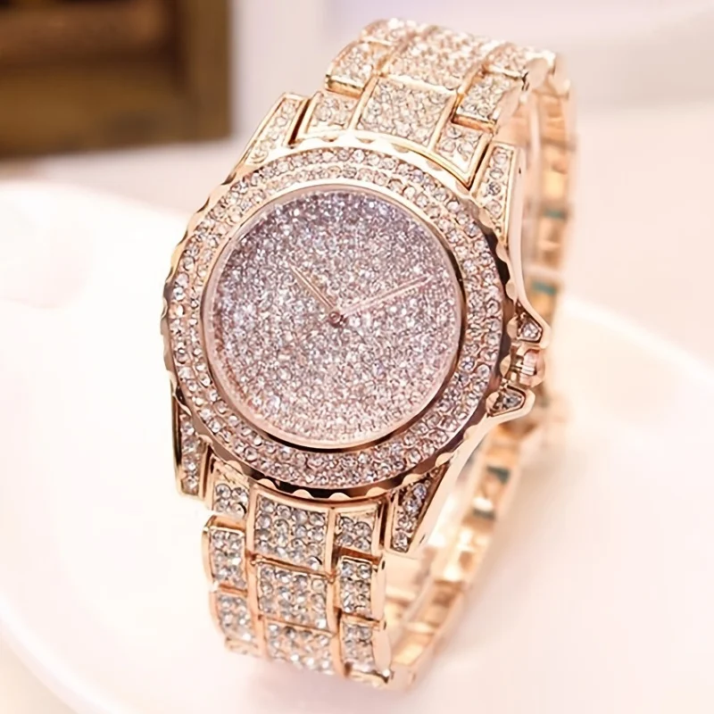 Women'S Fashion Digital Watch - Mode Kristall Voller Stahl Frauen Uhren