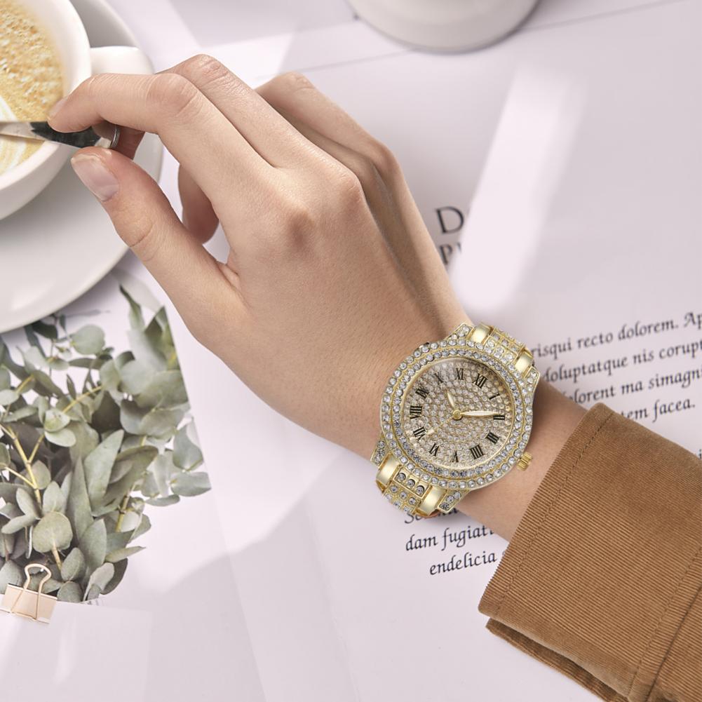 Women'S Fashion Digital Watch - 2 Teile/satz Frauen Quarzuhr Strass Rundes