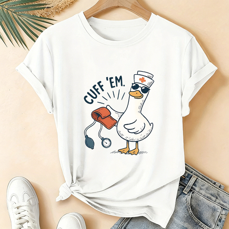 Women Fashion Quotes - Niedliches Krankenschwester-Enten-Manschetten-T-Shirt mit medizinischem Stethoskop-Zitat, Grafik,