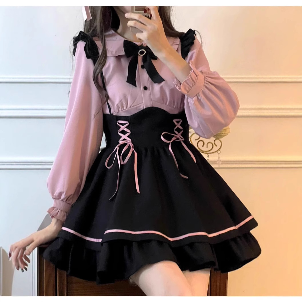 Belted Shirt Dress - Jirai Kei Rock Verall Kleid Japanische