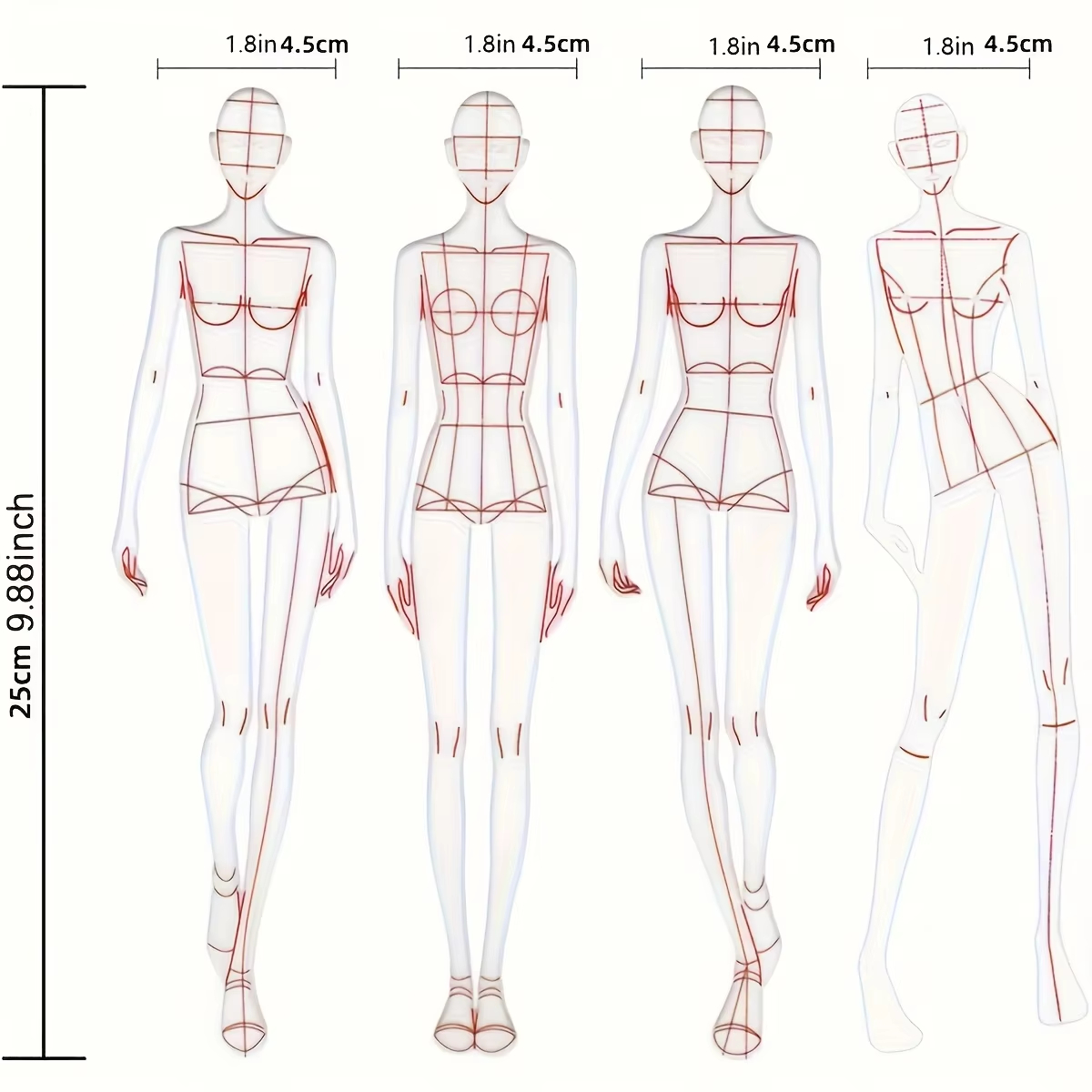 1 Set Damen Mode-Zeichenlineal – Women Fashion Figure Template Bewertung und Preis