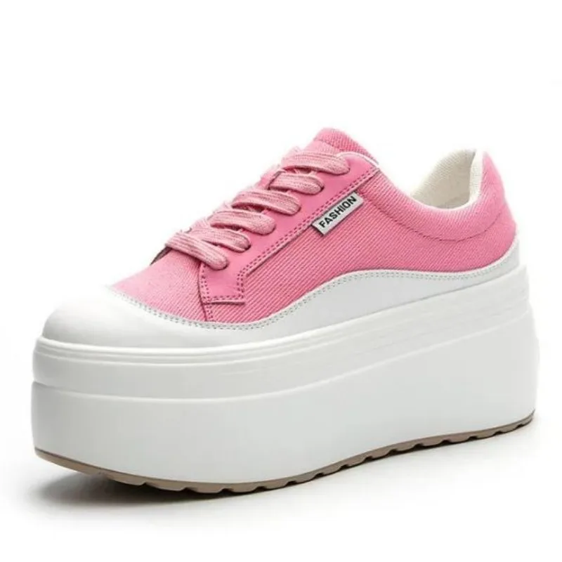 8cm Neue Leinwand Echtes Leder – Sneakers Fashion Women Bewertung und Preis