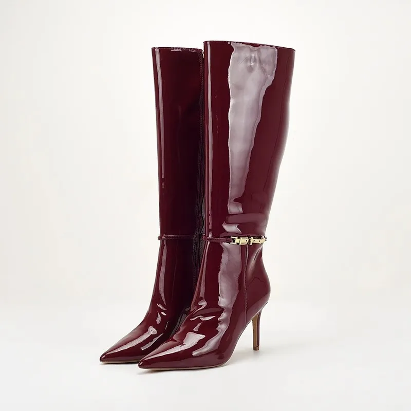 Spitze Stiletto High Heels mit – Women'S Fashion Leather Boots Bewertung und Preis