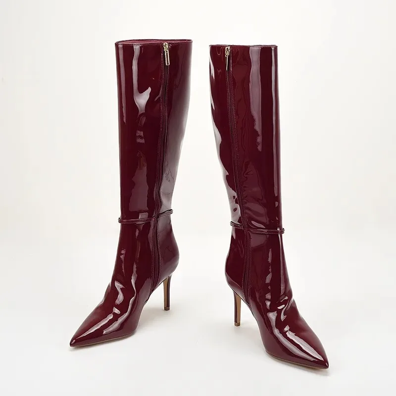 Spitze Stiletto High Heels mit – Women'S Fashion Leather Boots Bewertung und Preis