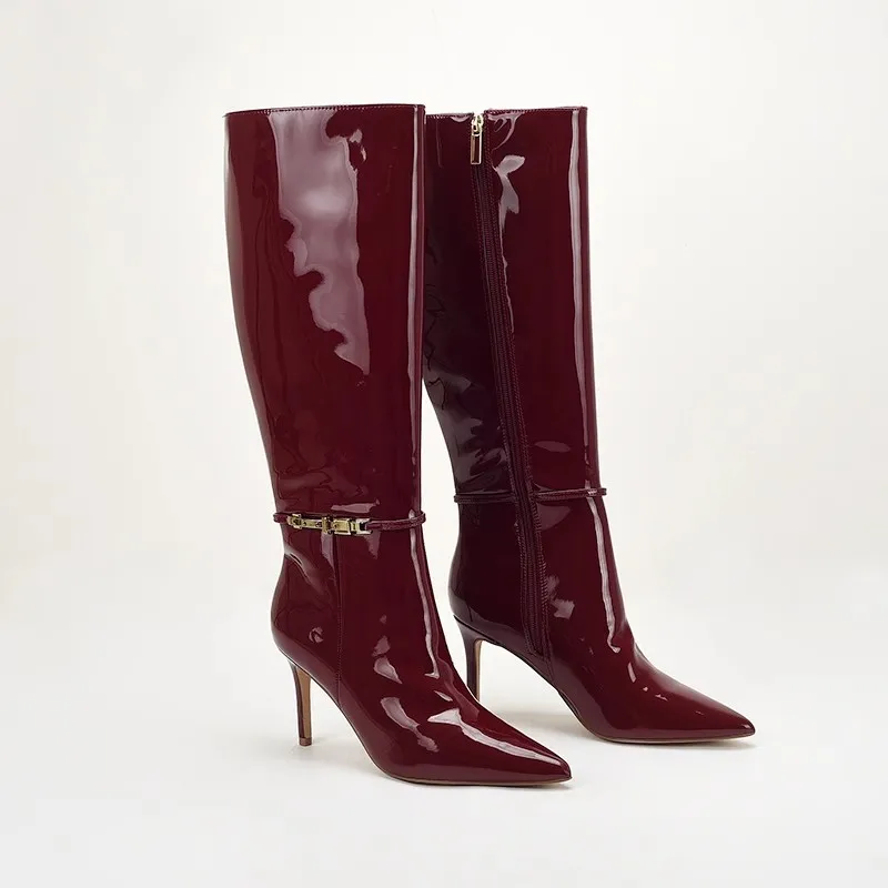 Spitze Stiletto High Heels mit – Women'S Fashion Leather Boots Bewertung und Preis