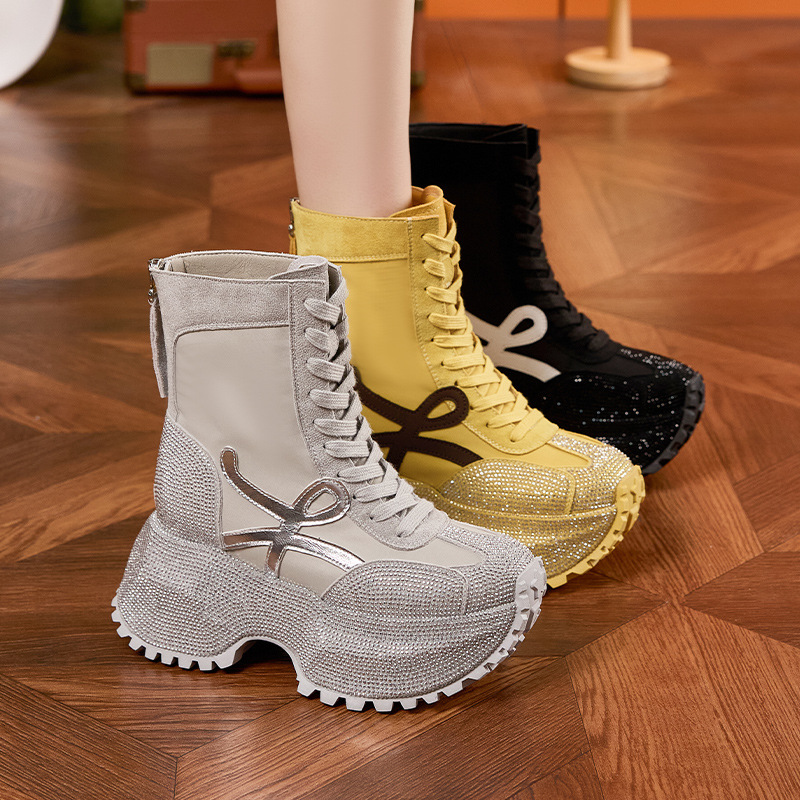 Frauen Dicke Sohle High-top Mo – Women'S Fashion Leather Boots Bewertung und Preis